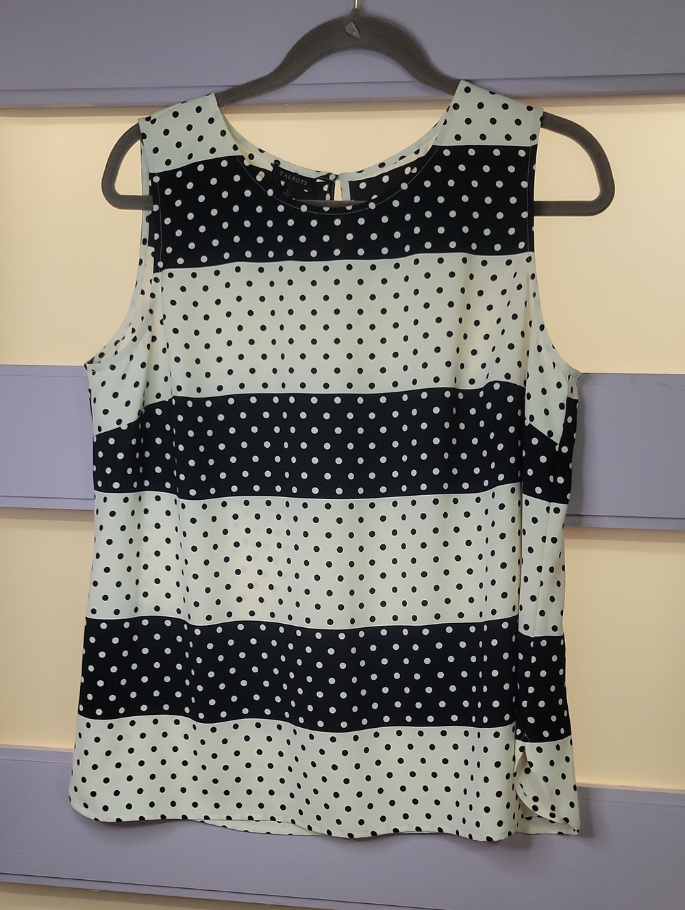 Talbots Black and White Polka Dot Sleeveless Top